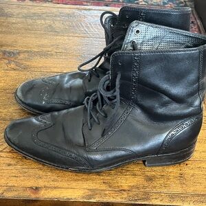 Cole Haan Men's Black Leather Lace-Up Boots